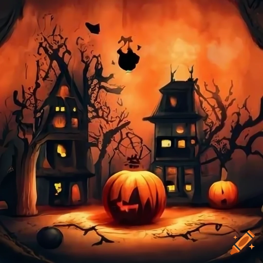 Cozy halloween-themed wallpaper on Craiyon