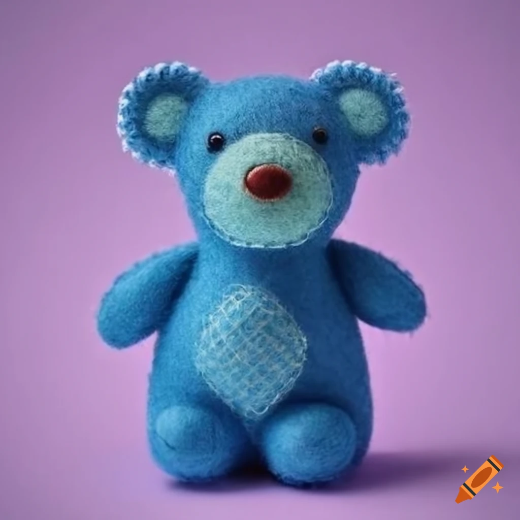 Blue felt teddybear on Craiyon