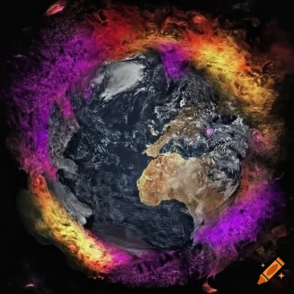 Illustration of earth exploding on Craiyon