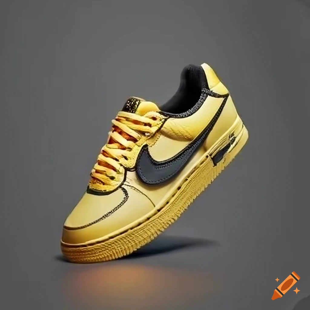 Yellow and black nike air force 1 sneakers on Craiyon