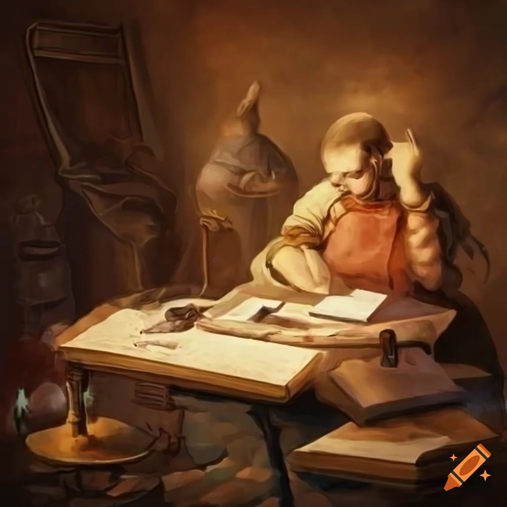 illustration of a scholar studying 'epistemology'