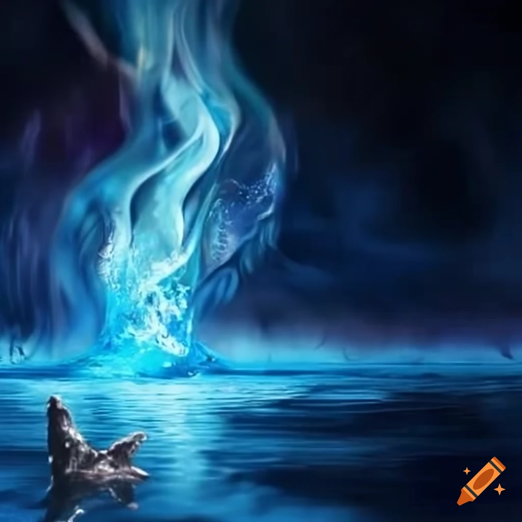 Artistic representation of water and fire merging on Craiyon