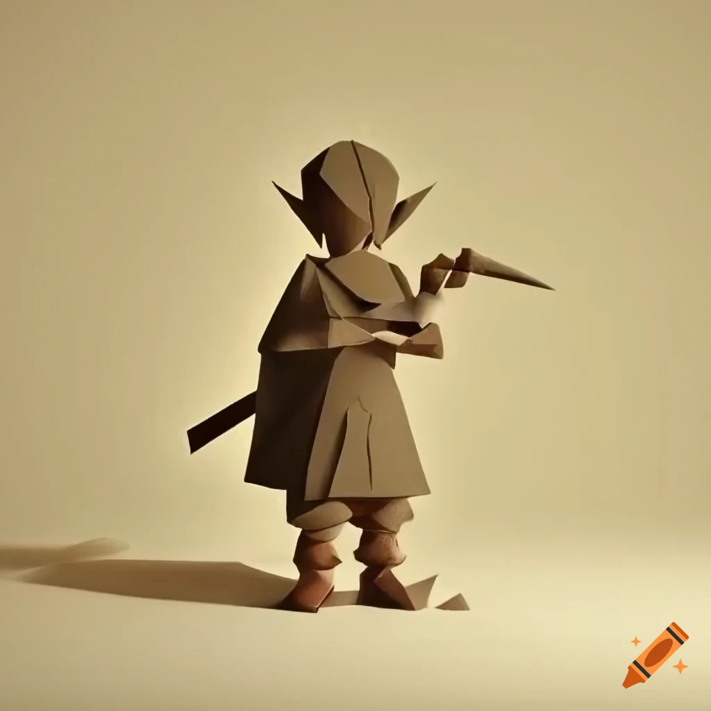 Zelda-themed minimalist paper sculpture