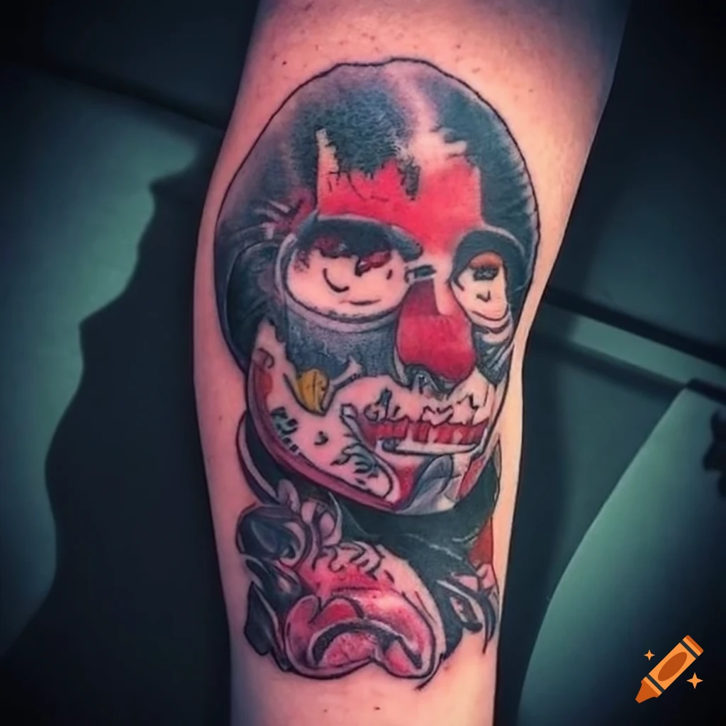 Tattoo uploaded by Abel Miranda • Full sleeve tattoo in avantgarde style.  Representation of Batman's Joker from The Dark knight movie 🦇 • Tattoodo