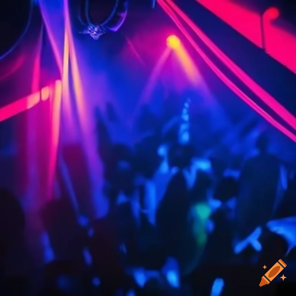 Neon lights in a vibrant nightclub