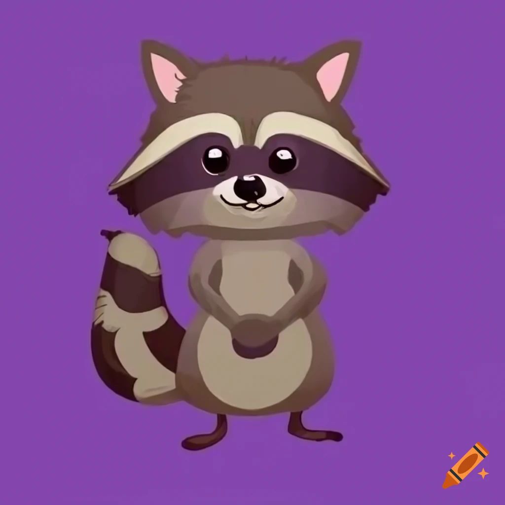 cartoon raccoon on purple background