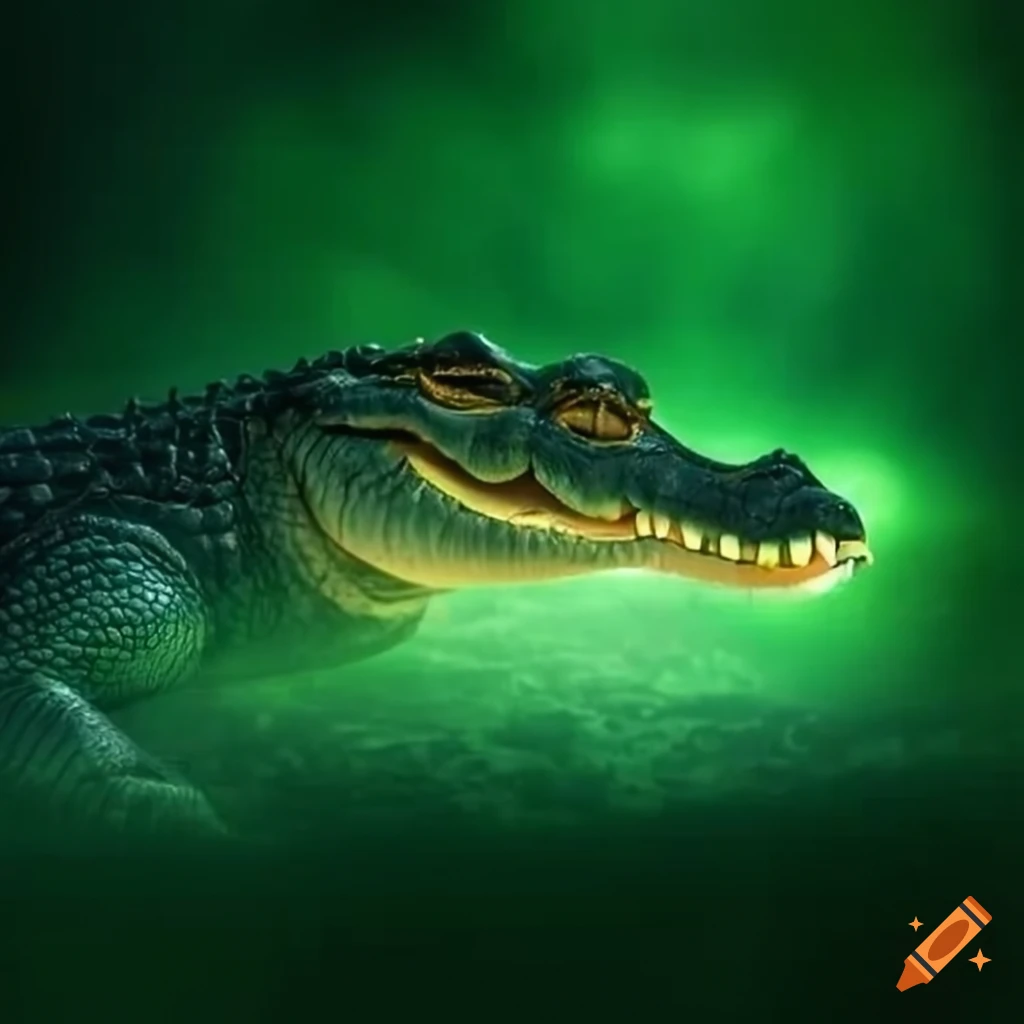 crocodile in a misty environment