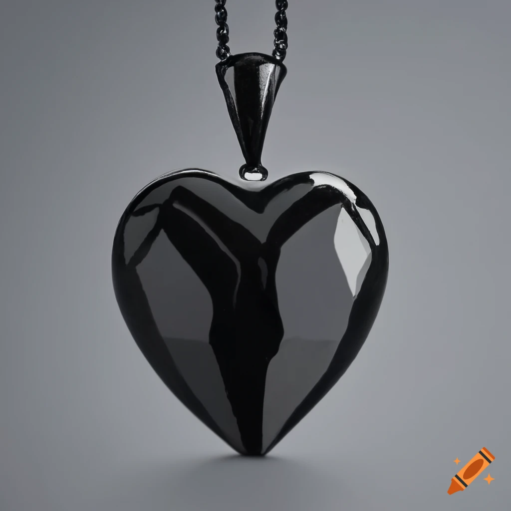 Black onyx heart pendant necklace on Craiyon