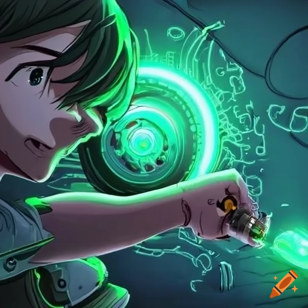 anime illustration of electric motor repair instruction