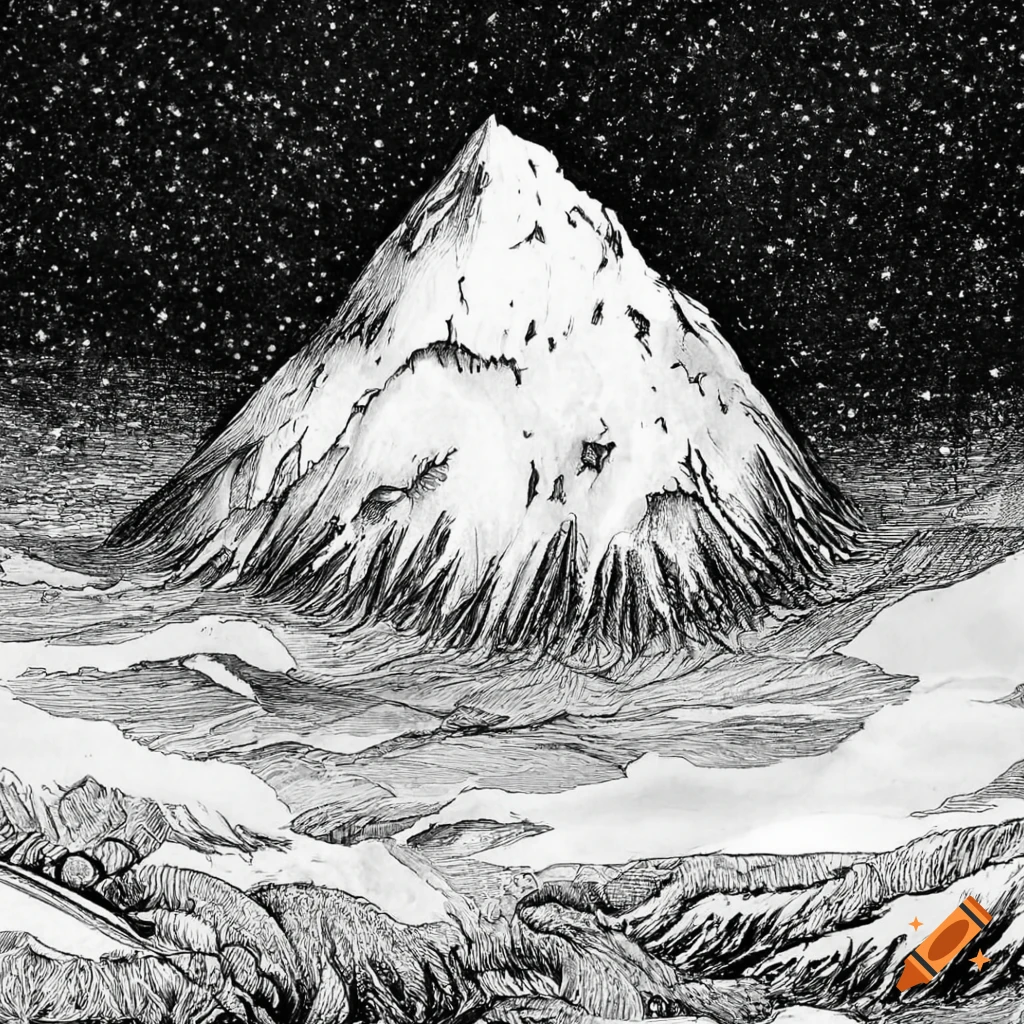 Pen drawing of floating mountains and celestial creatures on Craiyon