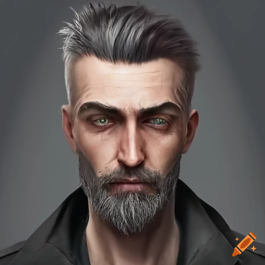Detailed Portrait Of A Middle aged Man With A Beard And Trench Coat On 