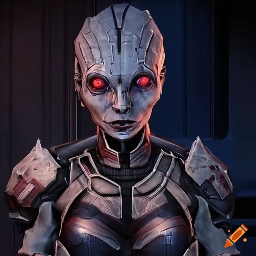 depiction of a female Mythril Golem from Mass Effect