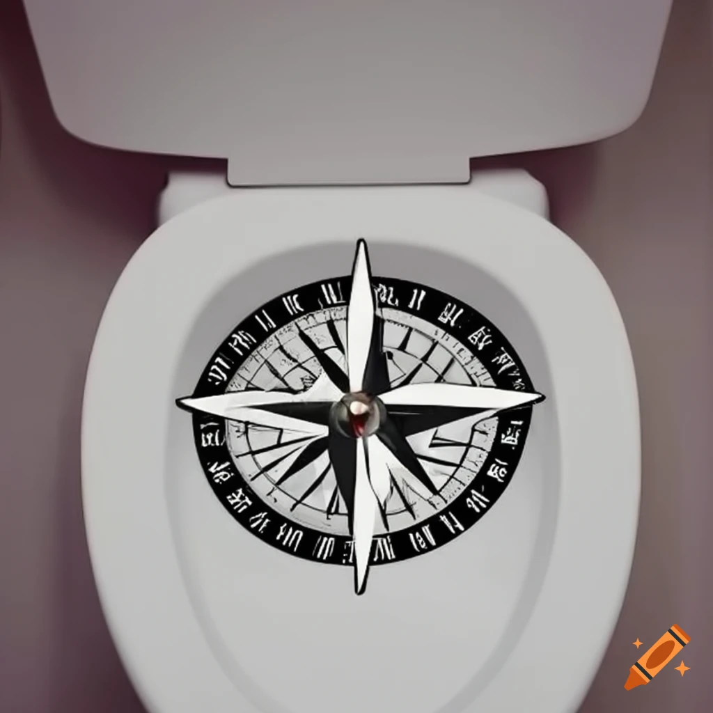 logo of an app with a toilet and a compass