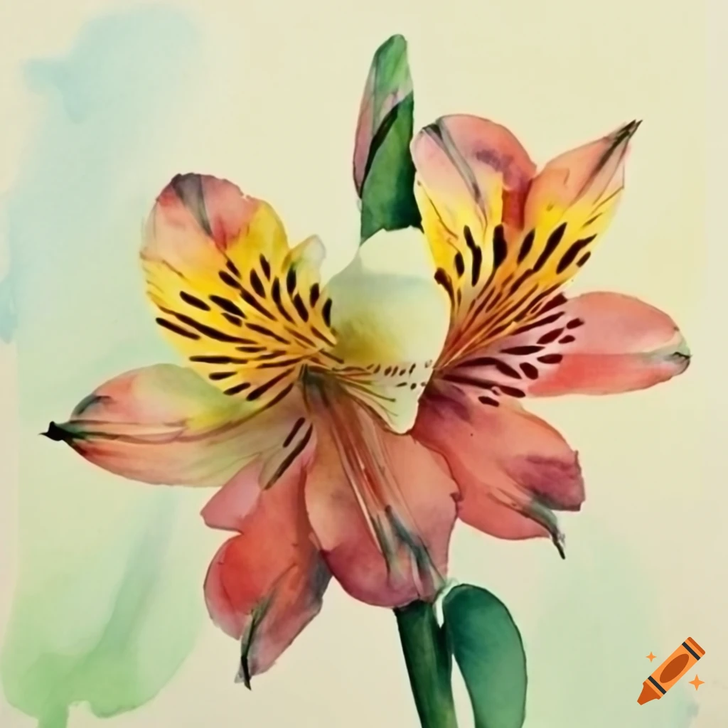 watercolor painting of Alstroemeria flowers