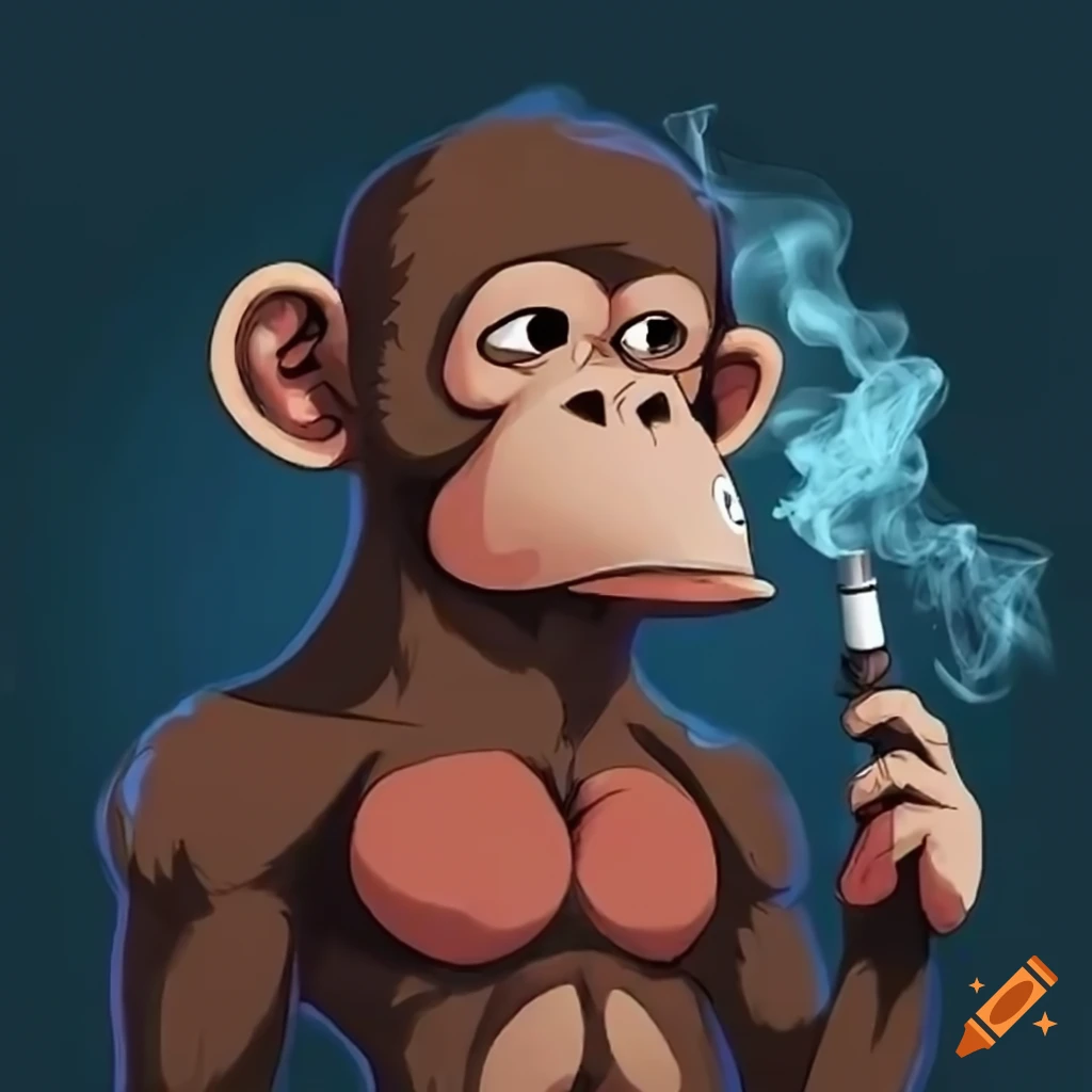 anime style ape blowing smoke