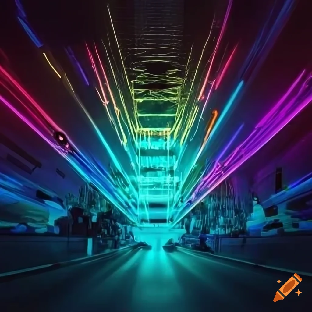 Neon art of a programmer coding with sound on craiyon