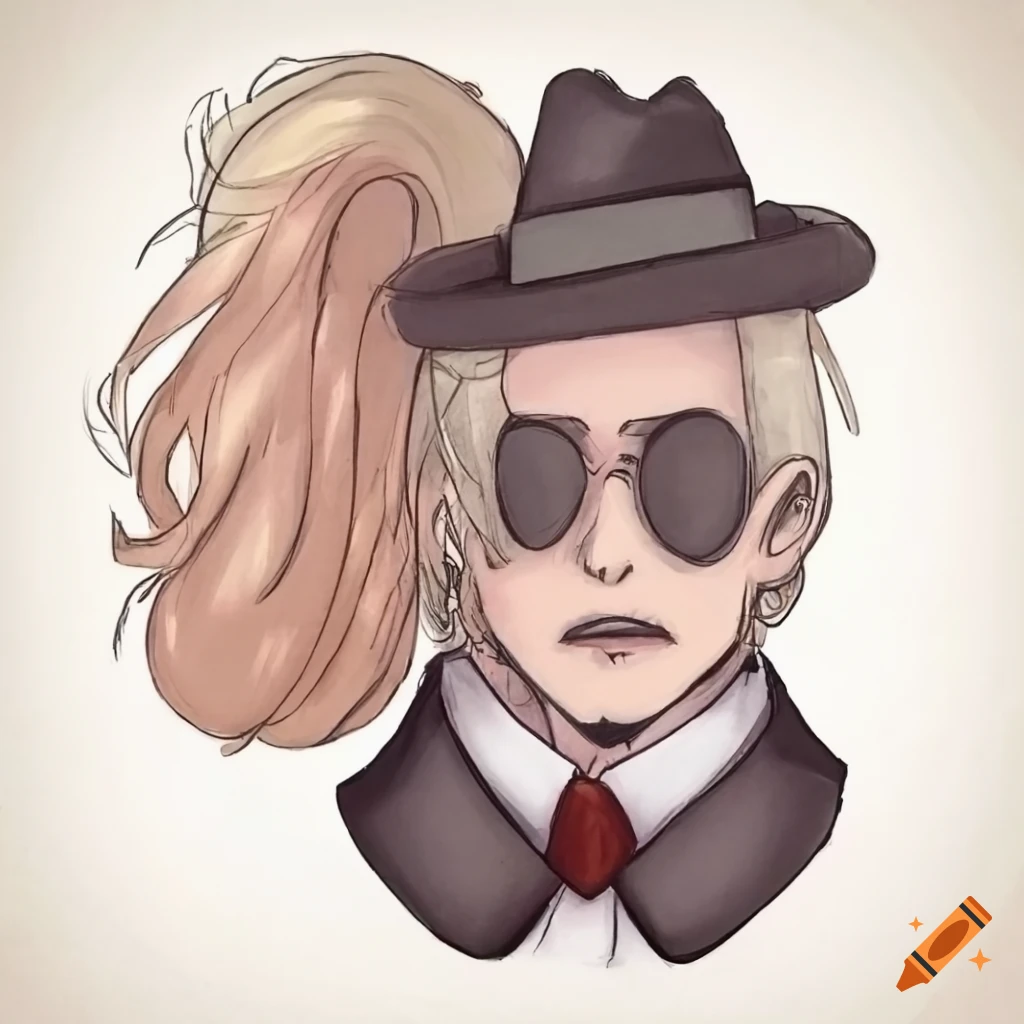 drawing of a stylish spy with flowing hair and elegant attire