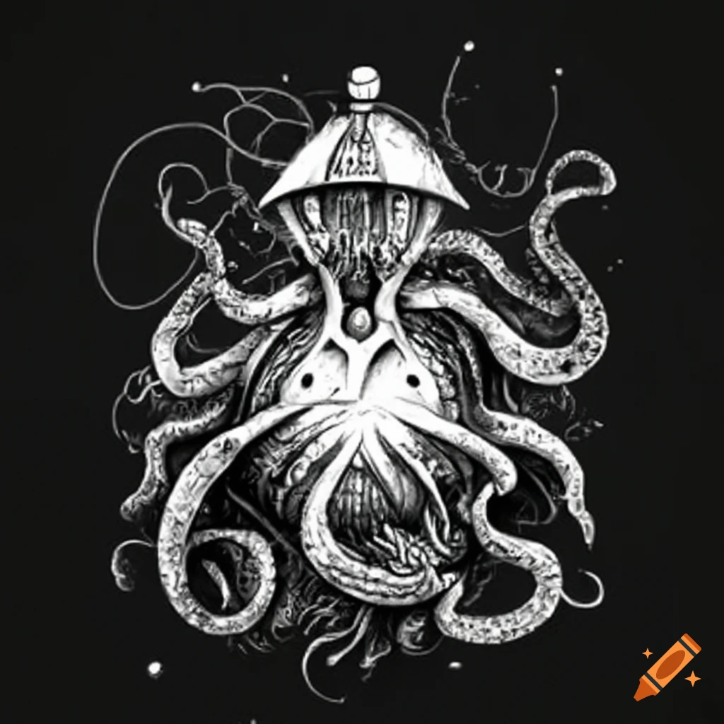 black and white lantern inspired by Lovecraft