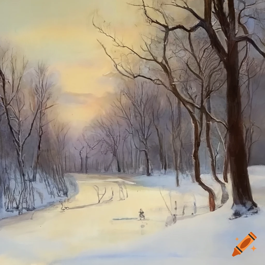 painting of a winter landscape titled 'Midday' by Edward Tyck
