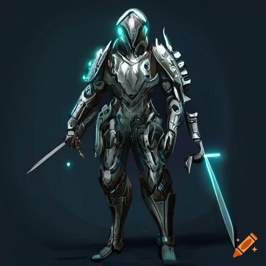 futuristic warrior with armor and sword