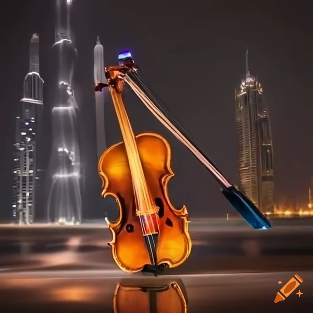 Violin performance in dubai at night on Craiyon