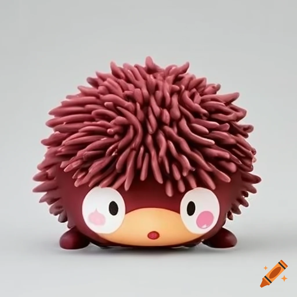 plastic toy of an echidna in Sanrio art style