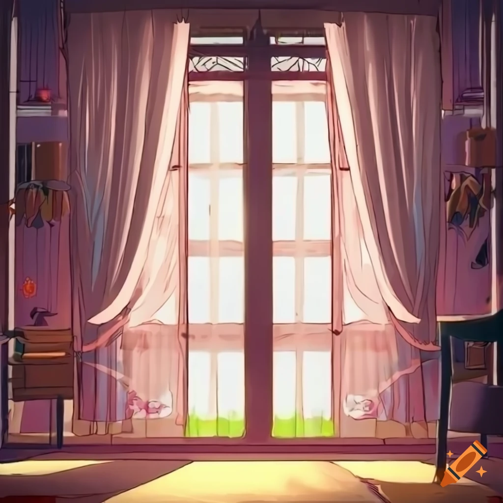 Anime Style Room With Large Windows And