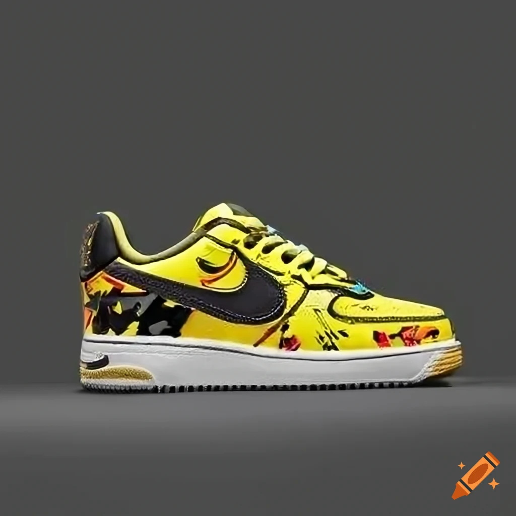 Yellow and black nike air force 1 sneakers