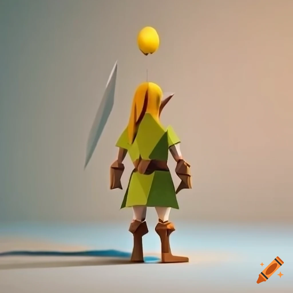 minimalist paper sculpture of a Zelda game menu