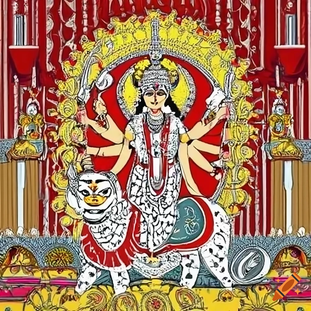 Happy Durga Puja doodle drawing Stock Vector | Adobe Stock