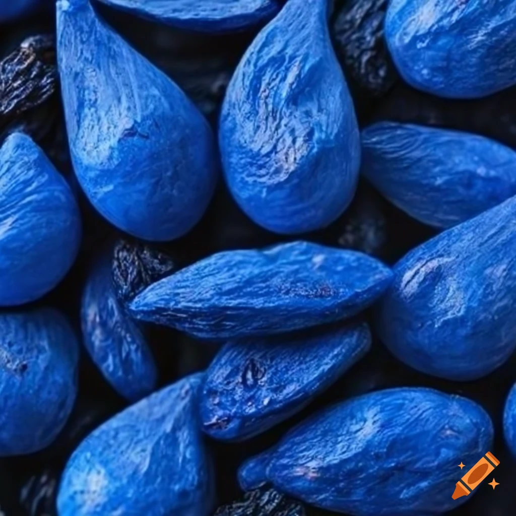 Close up photo of blue teardrop shaped fruits