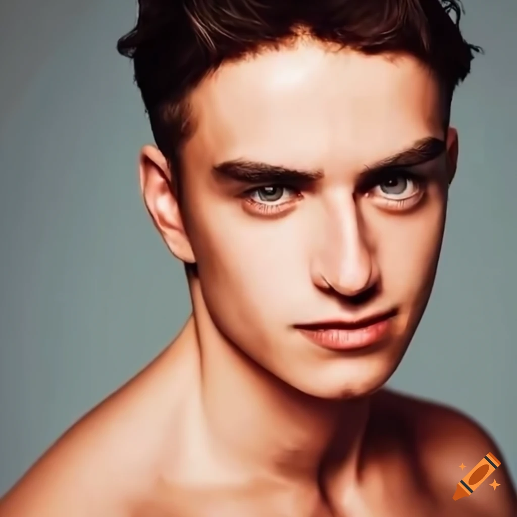 charismatic shirtless male model portrait
