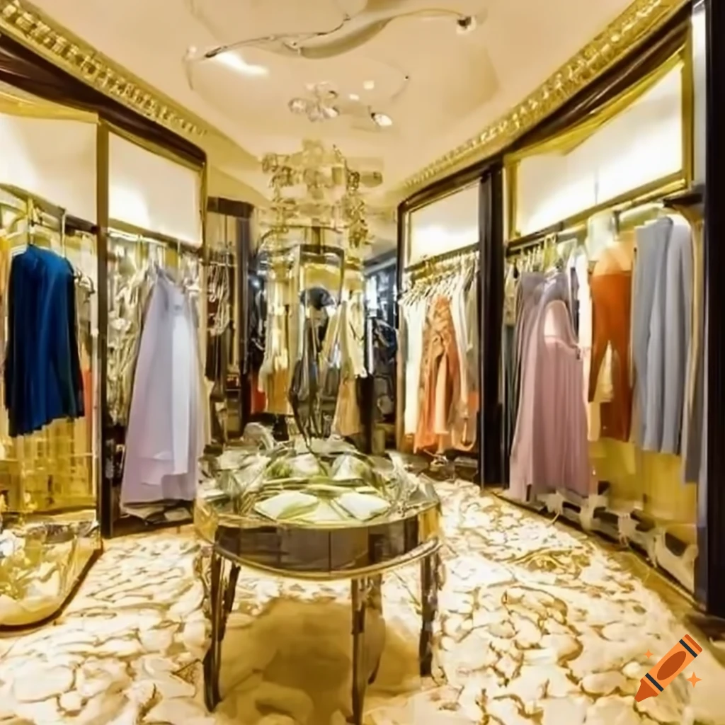 Opulent interior of a latin american luxury clothing store on Craiyon