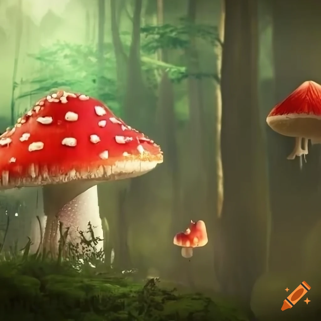 mushroom forest with magical fairies