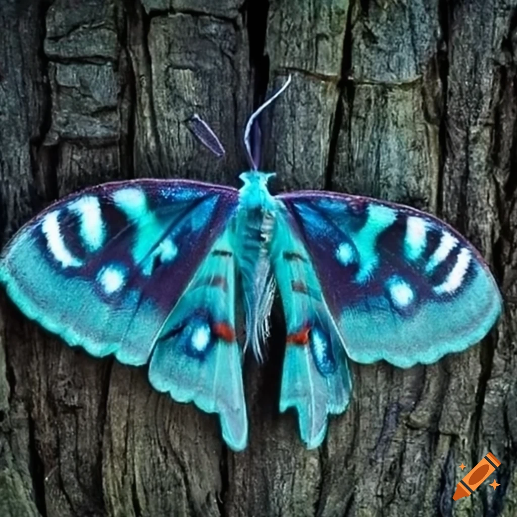 Close-up of a glowing blue moth