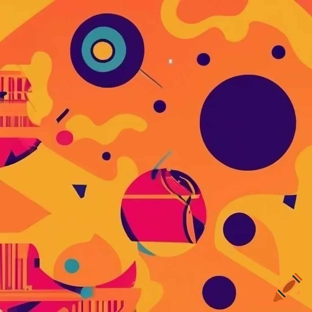 Vibrant and funky header design with geometric shapes on craiyon
