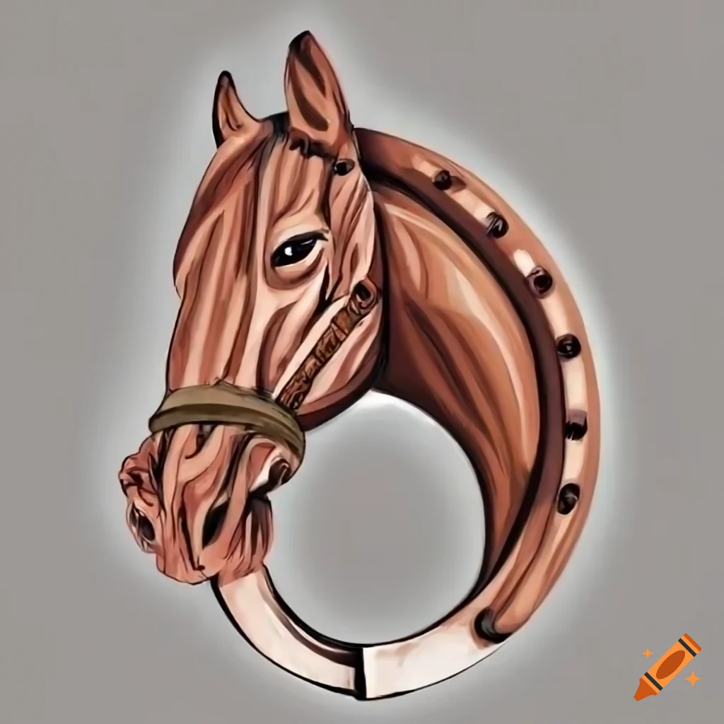 Logo of a horse head in a horse shoe on Craiyon