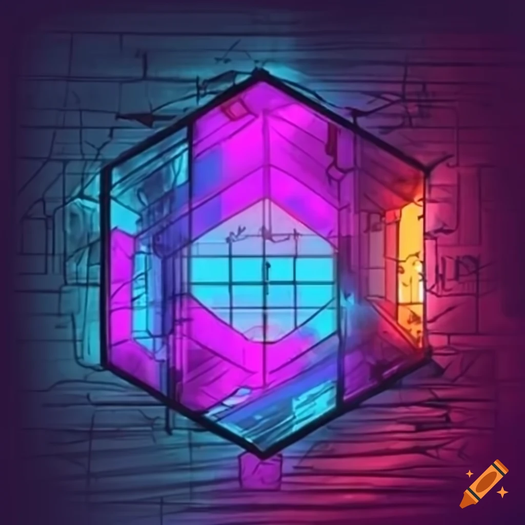 Banner with hexagons for cyberpunk movies on Craiyon
