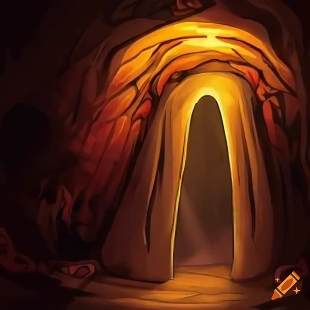 cartoon illustration of a mine entrance
