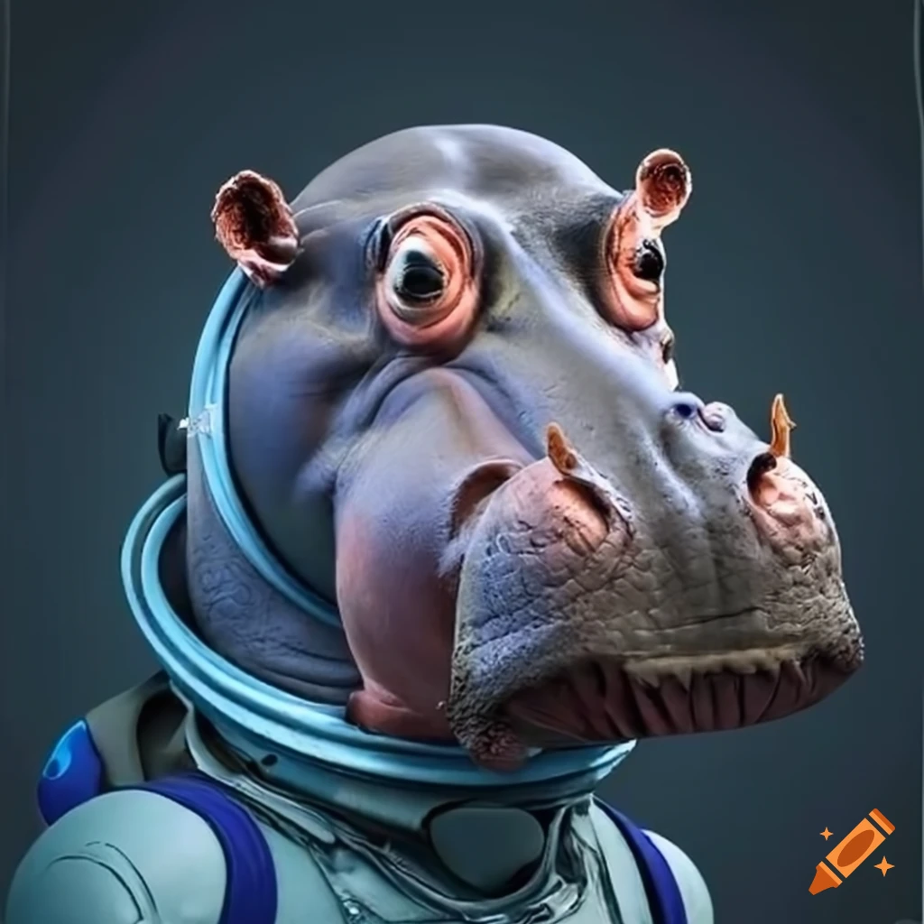 illustration of a hippo in a spacesuit
