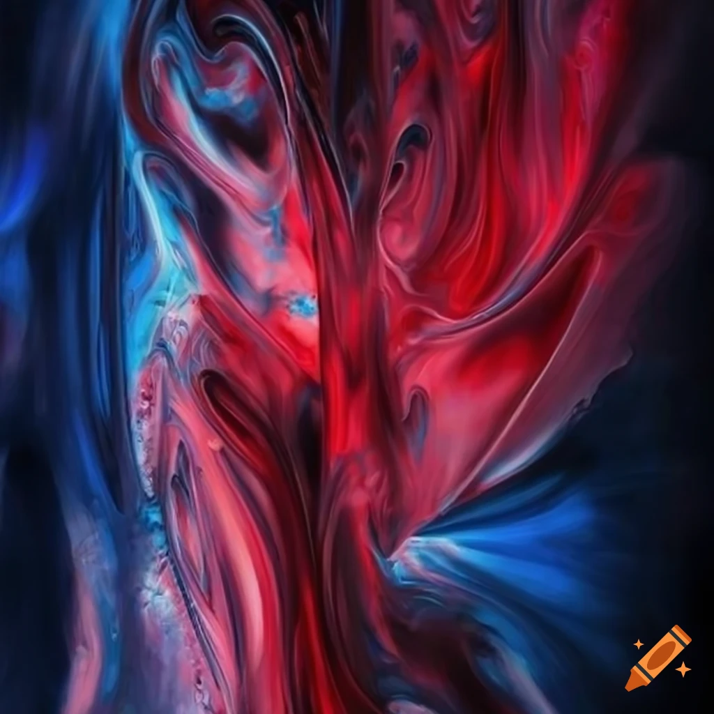 High quality abstract painting with blue red black and white colors