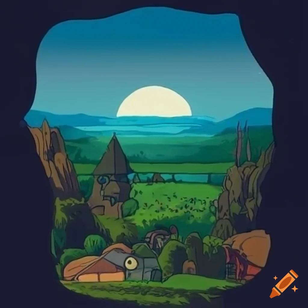 beautiful landscape in Ghibli style