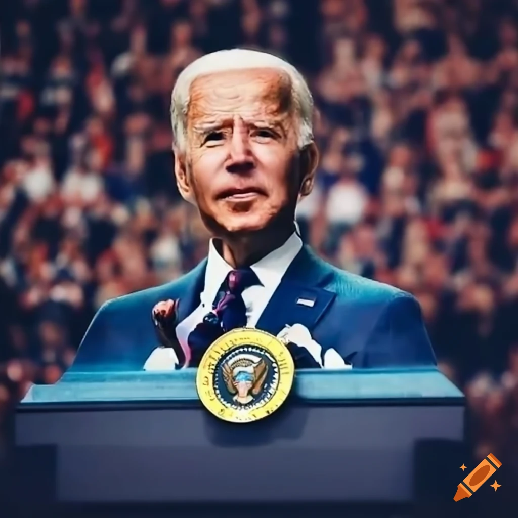 Official portrait of president biden with supporters