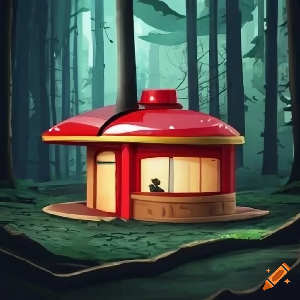 Outdoor dining at pizza hut in the forest on Craiyon