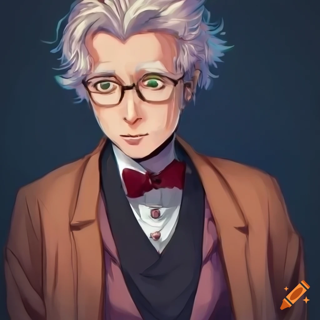 anime-style portrait of a handsome professor