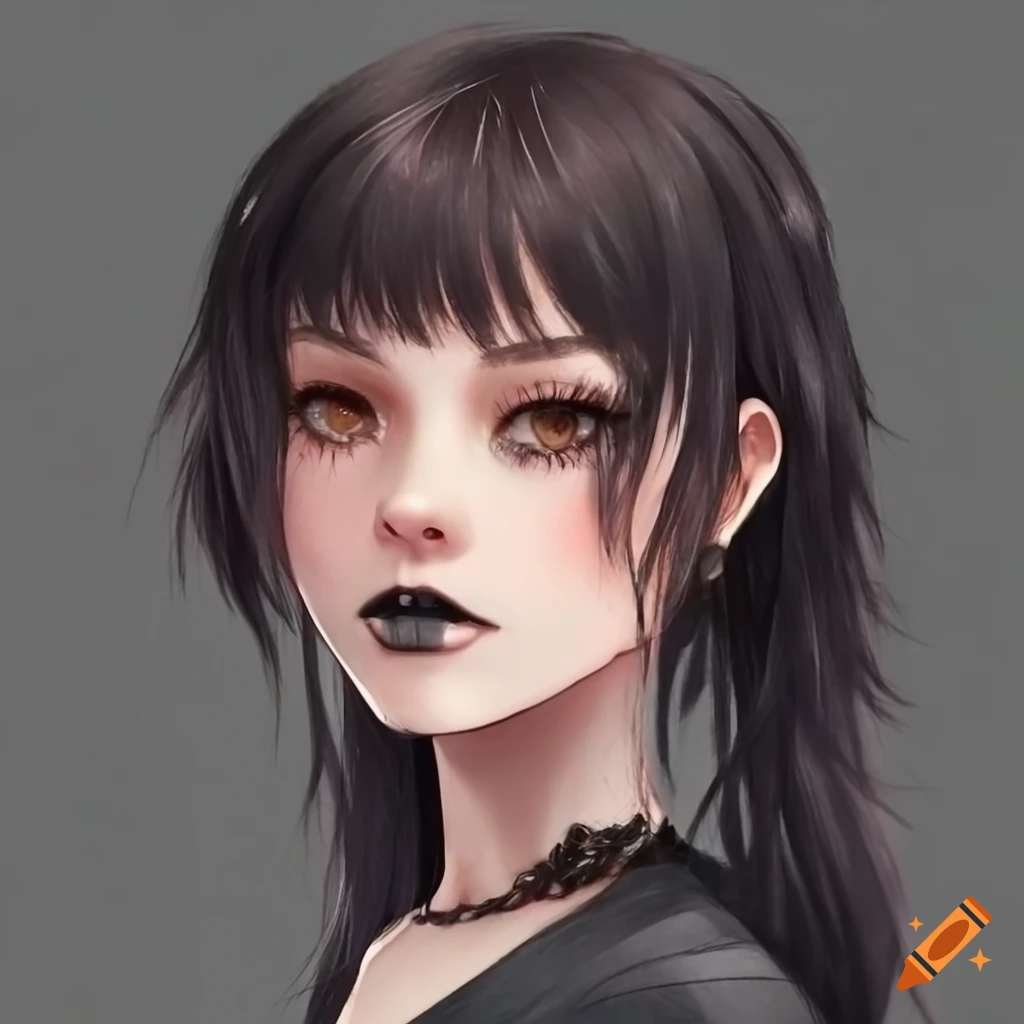 portrait of a brunette girl with a gothic style