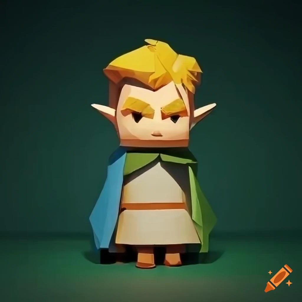 minimalist paper sculpture inspired by Zelda game