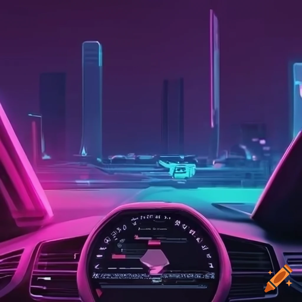 synthwave car dashboard