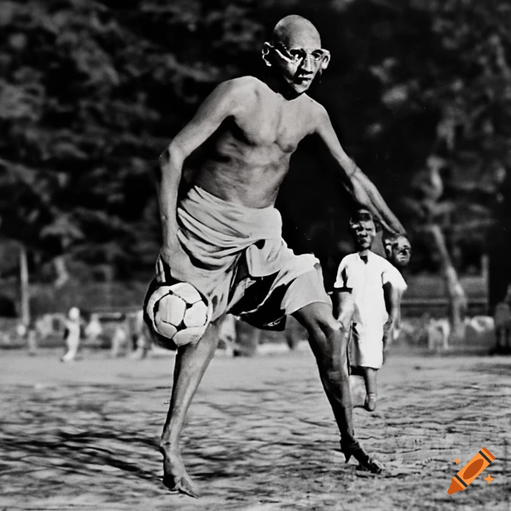 mahatma-gandhi-playing-football-on-craiyon