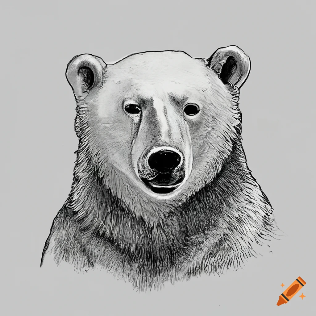 Drawing With Watercolor Of Predator Mammal Polar Bear Artic Portrait Of Polar  Bear In Realism Style White Wool Pattern Printshop Winter New Year  Christmas On White Background Stock Illustration - Download Image